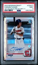 2020 BOWMAN DRAFT 1ST EDITION CHROME AUTO #CDACT CARSON TUCKER 1/1 PSA 9 AUTO