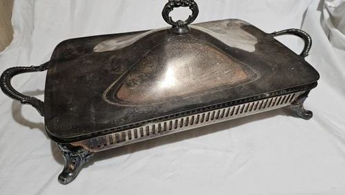 Pyrex Glass Chaffing Dish 233 3 Qt Bristol Silver By Pool 115 Vintage Antique