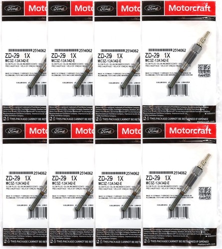 Set of 8 Ford Motorcraft ZD-29 Glow Plugs MC3Z-12A342-E For 1988-1994 7.3L IDI - Picture 1 of 14