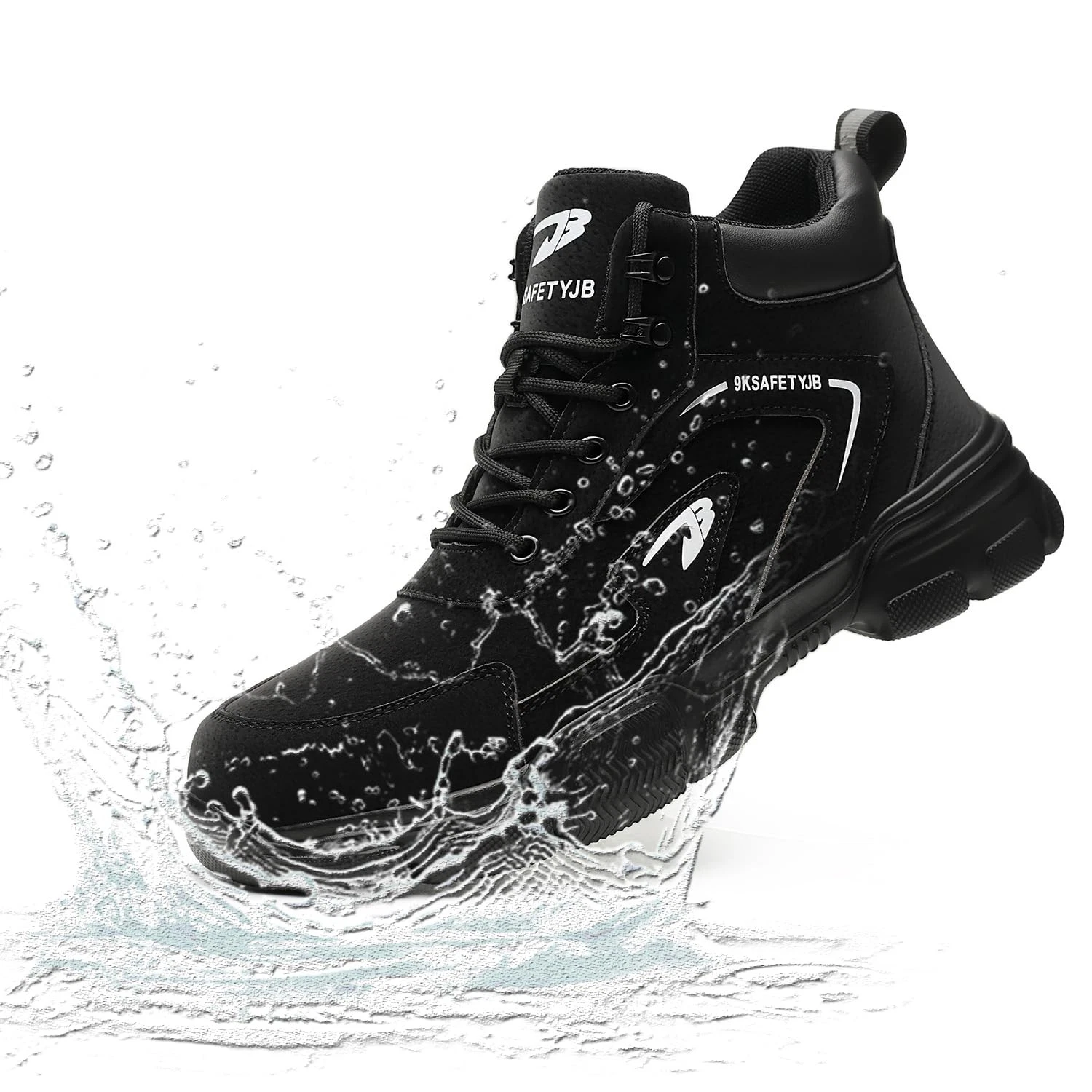 Men's Men Waterproof Safety Shoes (9.5, Black)