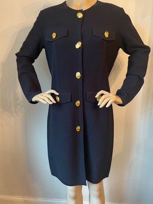 NWT St. John knit Pique Knit Navy Knit Suit Topper Dress  Women's M 6/8