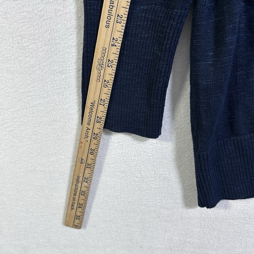 J. JILL Cardigan Sweater L Blue Knit Preppy V-Neck Long Sleeve Office Button - Picture 6 of 8