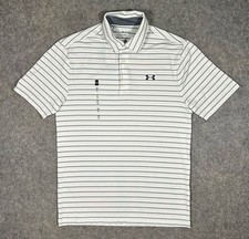 Under Armour The Playoff Polo Shirt Men  s S White/Gray Core Stripe Golf Stretch