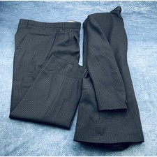 Tailored by Bonacci Mens Black Textured Pinstripe Tuxedo Suit Shawl Lapel USA