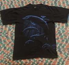 Vintage 90’s Dolphins Nature Wrap Around T Shirt Sz L Black Made In USA Sea Life