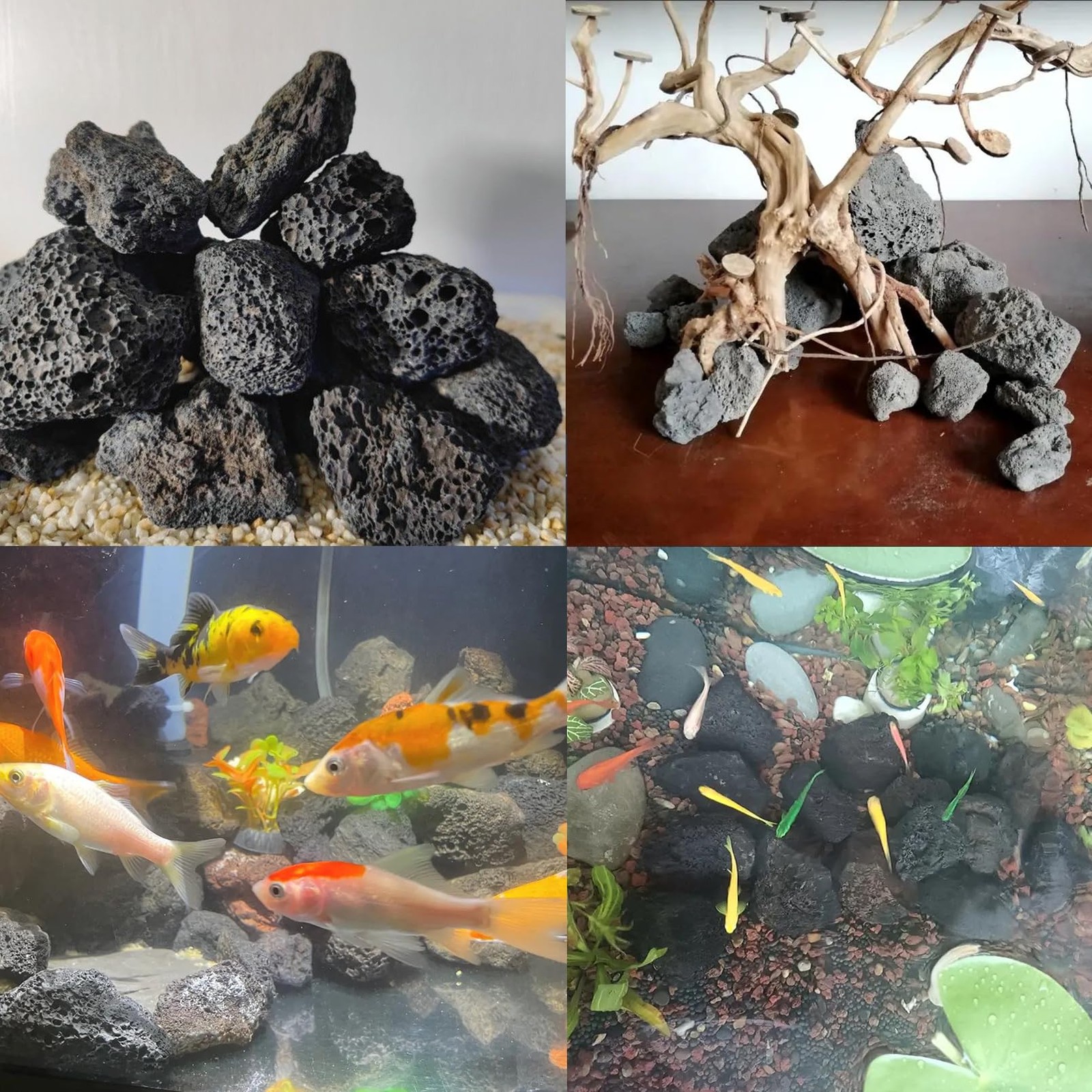 Tfwadmx 10 Pack Aquarium Black Lava Rock Fish Tank Volcanic Pumice Stones for...