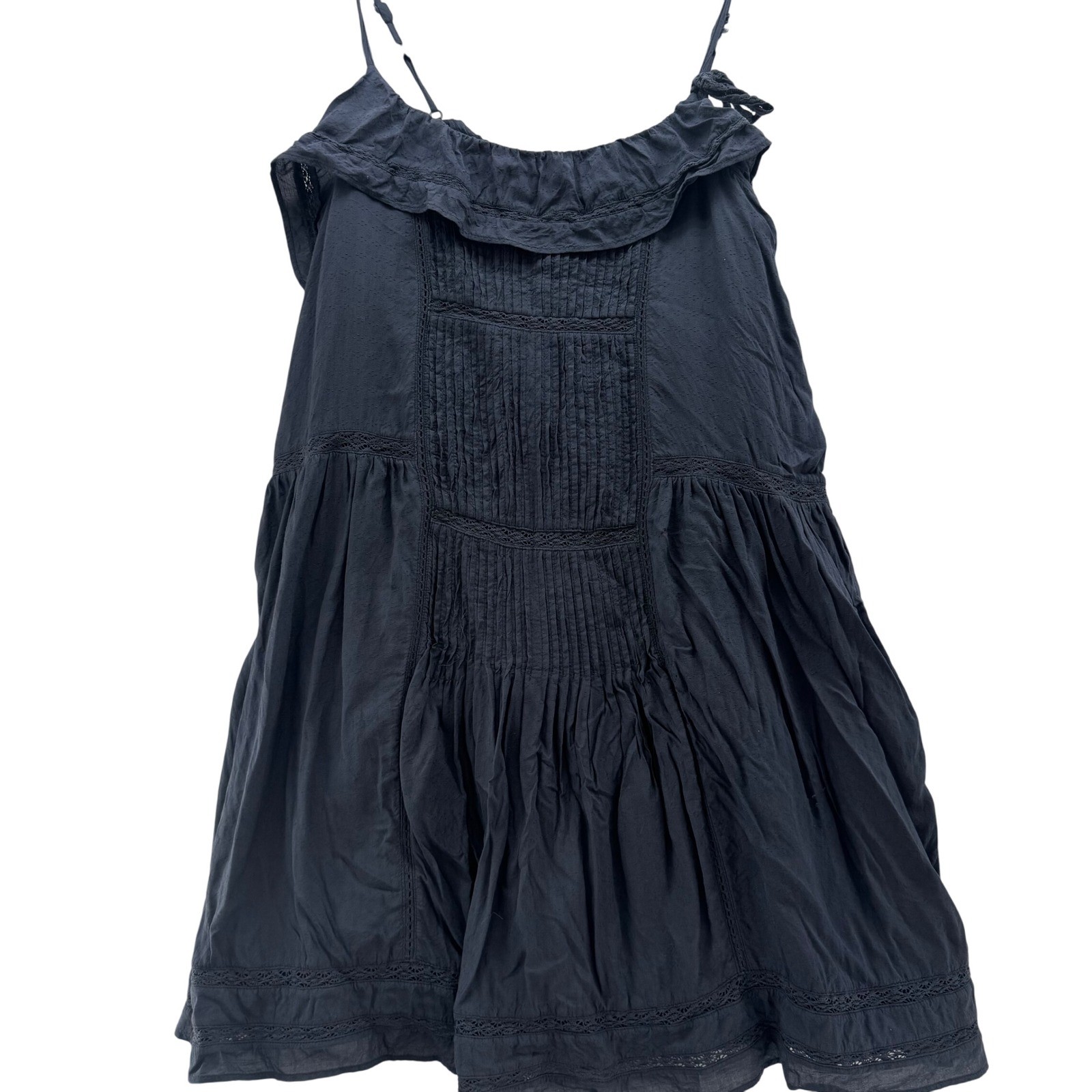 Lucky Brand Women's M Blue Ruffle Sleeveless Dress Casual Boho Summer Sundress