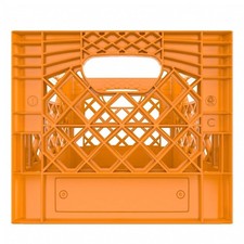 Heavy Duty Plastic Storage Milk Crate 16QT - Orange. MADE IN USA