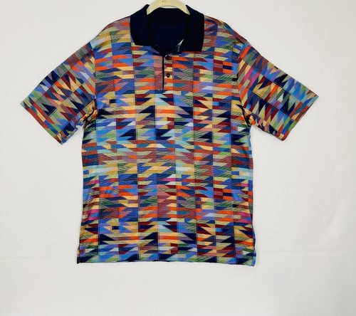 Bugatchi Uomo Polo Shirt Mens Med? Geometric Mercerized Egyptian Cotton