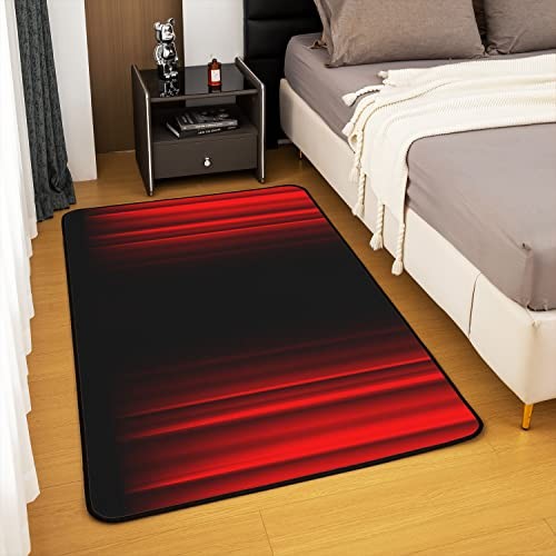 Ombre Red Black Living Room Rugs Area Rug 3x5 Geometric Stripe Accent Rug Set - Picture 4 of 7