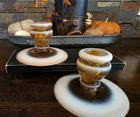 Vintage Pair Fenton Cameo Opalescent 2 3/4" Candlestick  Holders Used Great