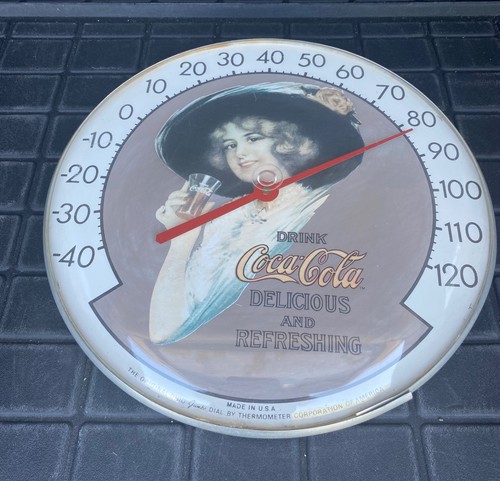 Original Coca-Cola Victorian Lady Thermometer Vintage 12.5 Inches Diameter - Picture 1 of 12