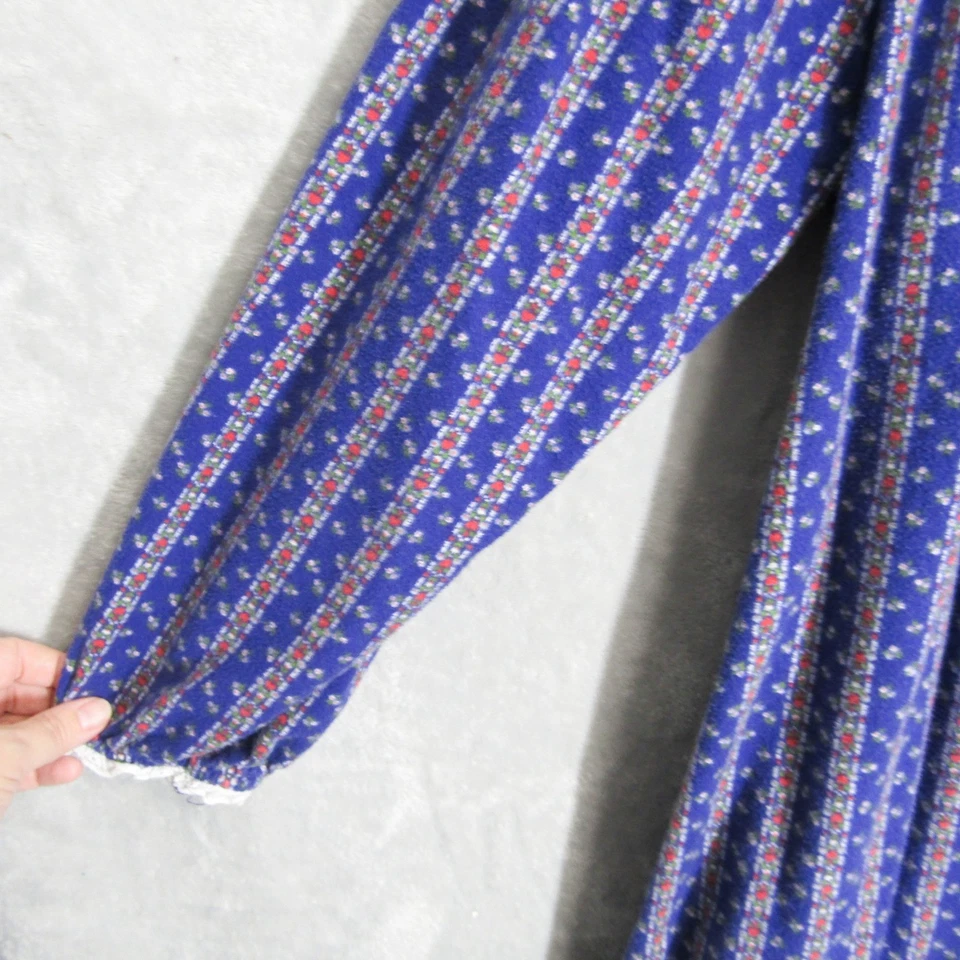 Camisón Lanz of Salzburg Medio Azul Floral Mezcla de Algodón Encaje Ribete Prendas para dormir Foto 2 de 4