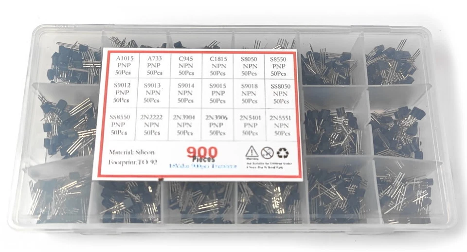 Transistor Set mit diversen Transistoren, NPN, PNP, 900 Teile  - Bild 1 von 1