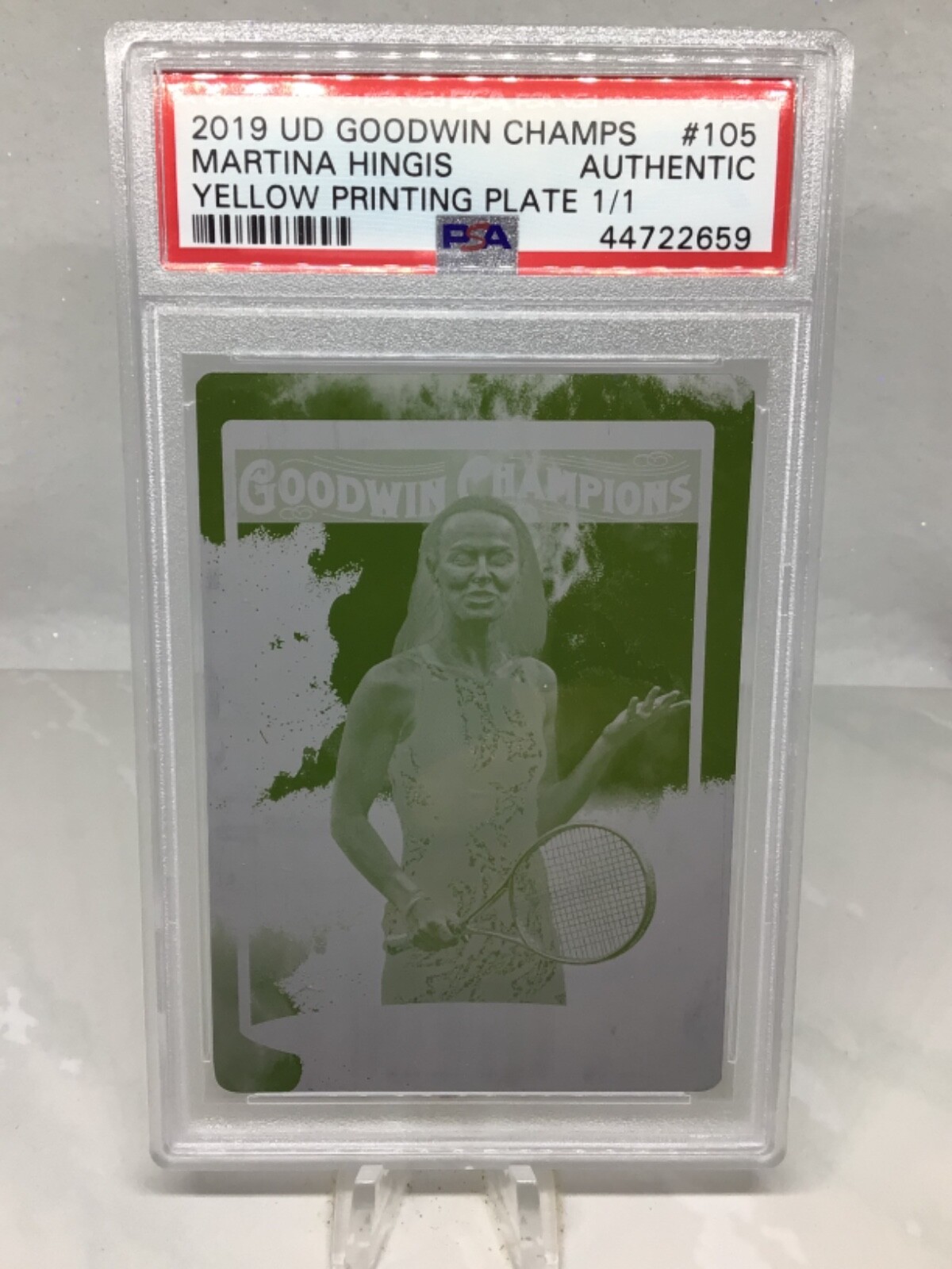 2019 UD Goodwin Champions #105 Yellow Printing Plate 1/1 Martina Hingis PSA A