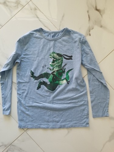 Children's Place & Gap Blue Joy Rider & Dinosaur, Long Sleeves Top, Size 12 - Picture 3 of 5