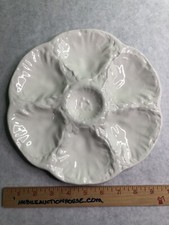 Mid 20th Century French Gien White Oyster Plate France Exquisite No Issues