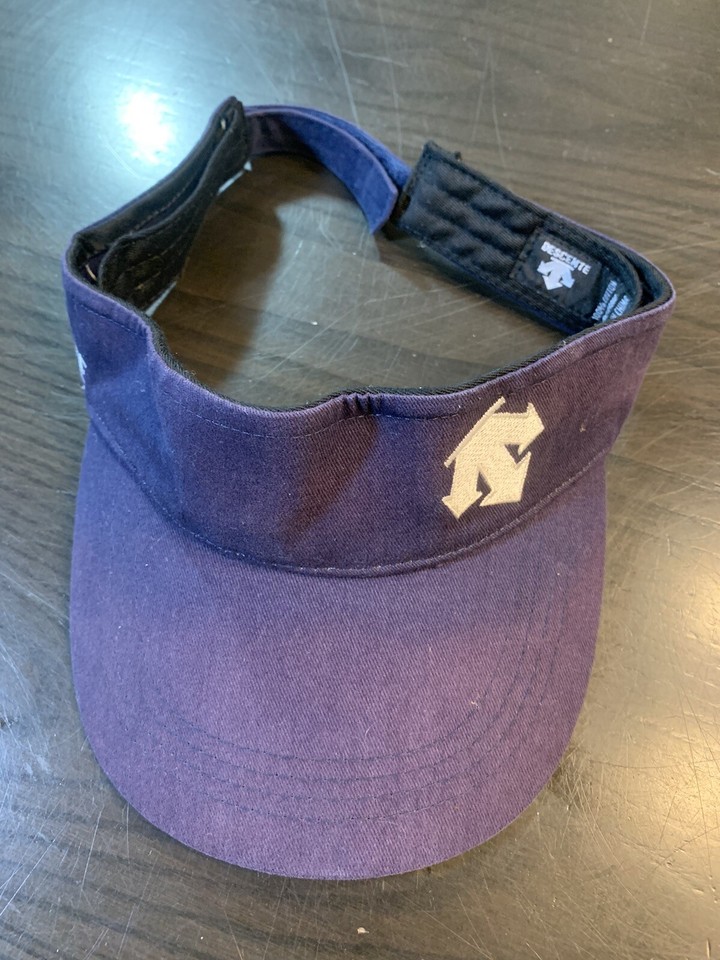 Descente Golf Mens Hat Visor Blue White Adjustable FLAWS Faded