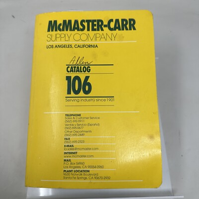 McMaster Carr Supply Company Catalog 106 Year 2000 Los Angeles Industrial Book