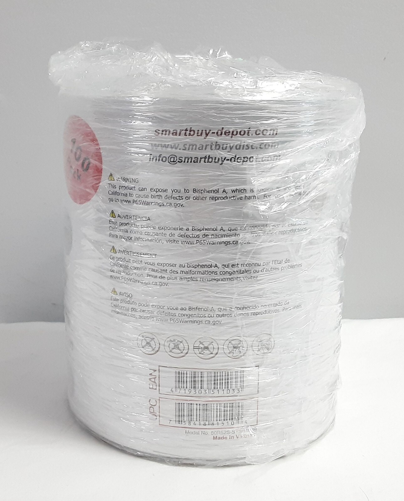 New, 100 Pack of 52X SMARTBUY CD-R 700MB/80Min