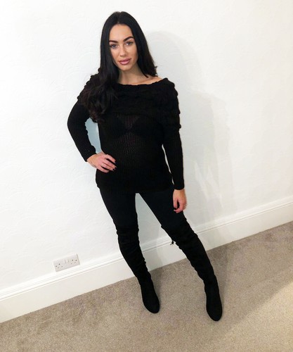 Black Womens Jumper Off Shoulder Bardot 