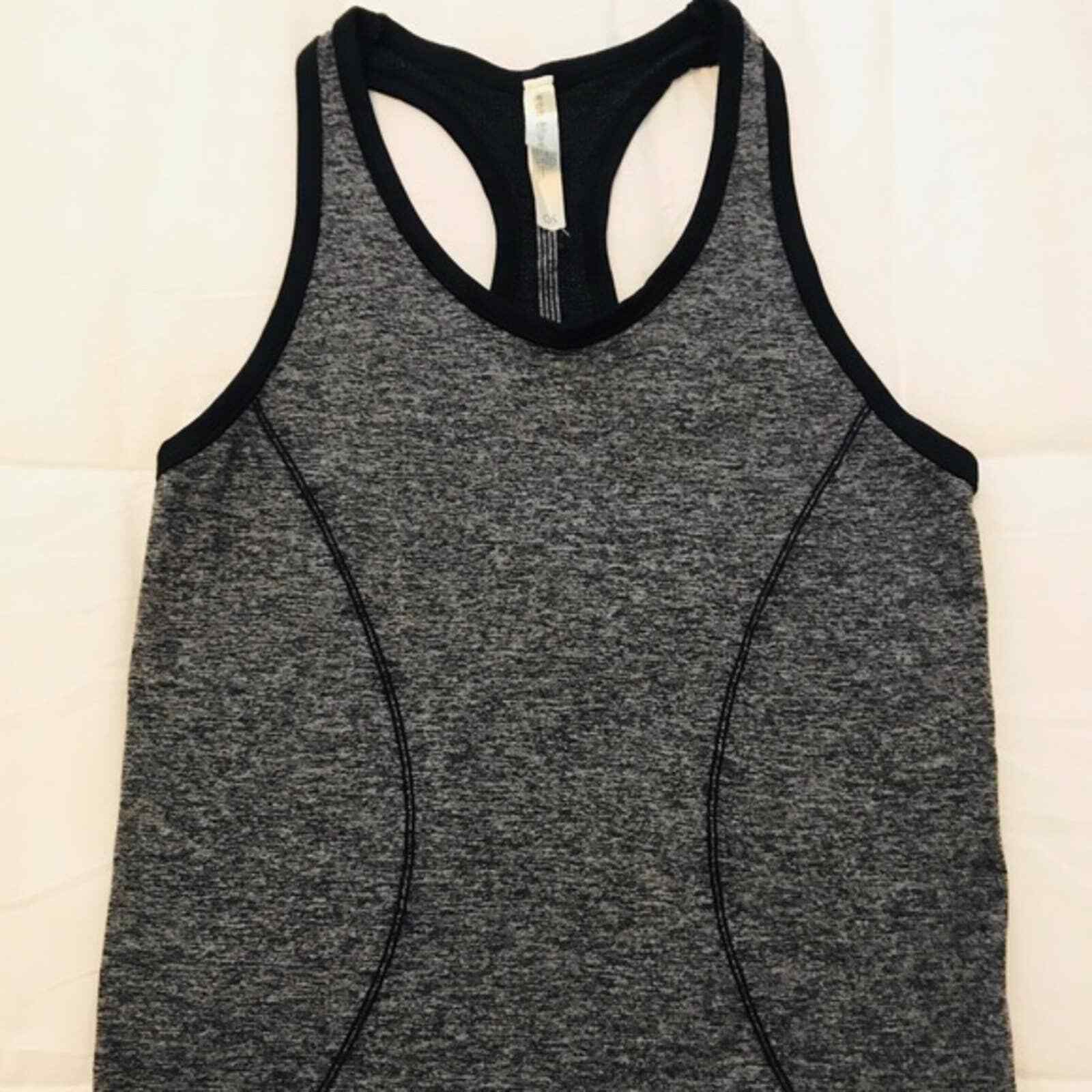 Ebb & Flow Exercise Shirt Women S Gray/Black Stretch Racerback Tank Workout
