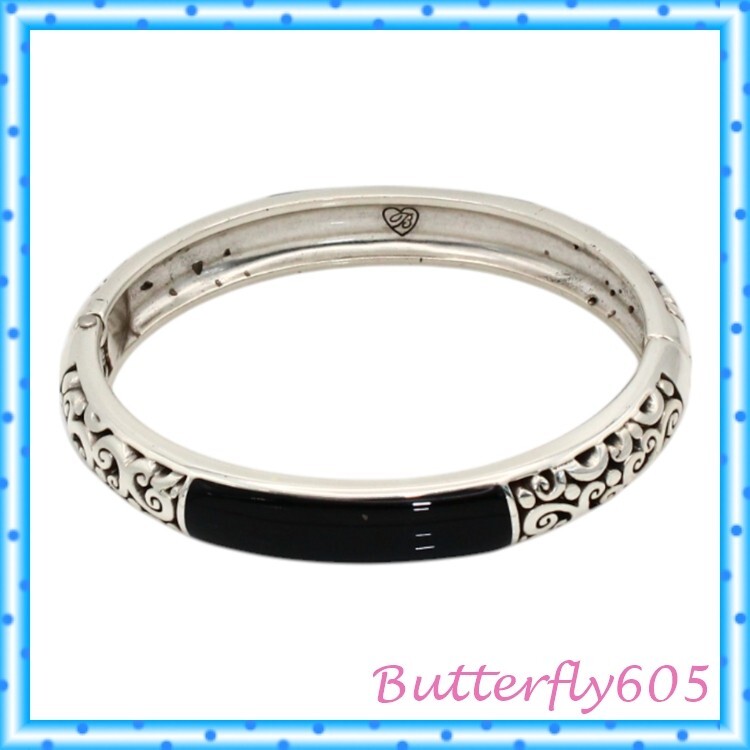 Brighton Catania Hinged Black SIlver Bangle Brace… - image 3