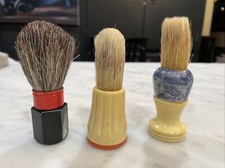 3 Vintage Shaving Brushes Pure Badger Plastic Metal AS IS SEE PICS