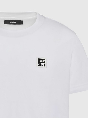 Diesel Jeans Mens T-Diegos K30 D Logo Patch T Shirt Slim Fit White Black - 第 2/3 張圖片
