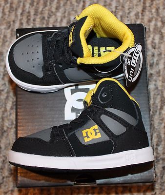 DC Rebound UL Black//Yellow Toddler Size Skateboarding Shoes 320167