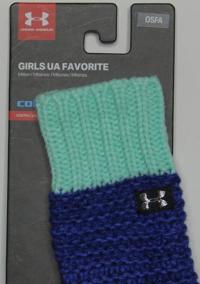 MITONES DE EQUIPO FRÍO FAVORITOS DE LAS NIÑAS UNDER ARMOUR JÓVENES TALLA ÚNICA NUEVOS VERDE AZUL RAROS Foto 2 de 3