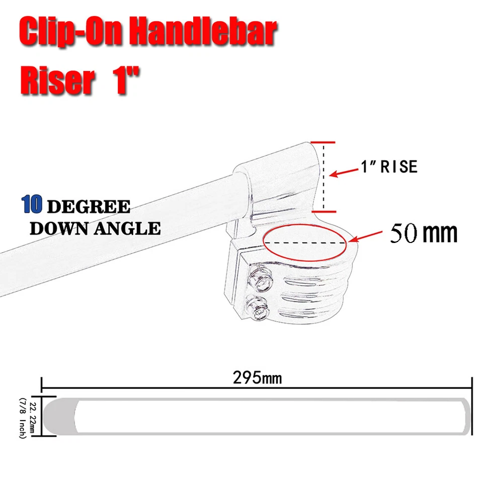 50mm 1" Raised Clip-On Handlebars For Suzuki TL1000S 1997-1999 TL1000R 1998-2003 - Image 2 of 4