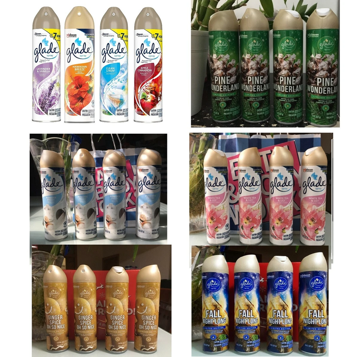 4 Glade Air Freshener Spray & Deodorizer 8oz LIMITED EDITION You Pick