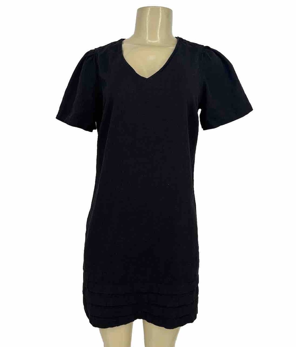 chinese dress ladies Black Linen Blend Button Down Knit Mini Dress