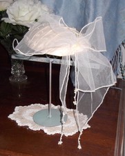 RICH CREAM PLEATED BEADED SILK TULLE HEADPIECE, Handcrafted,BRAND NEW,Australia