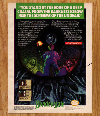 Shadowgate Puzzle RPG Nintendo Kemco- Video Game Print Ads Poster Promo Art 1990