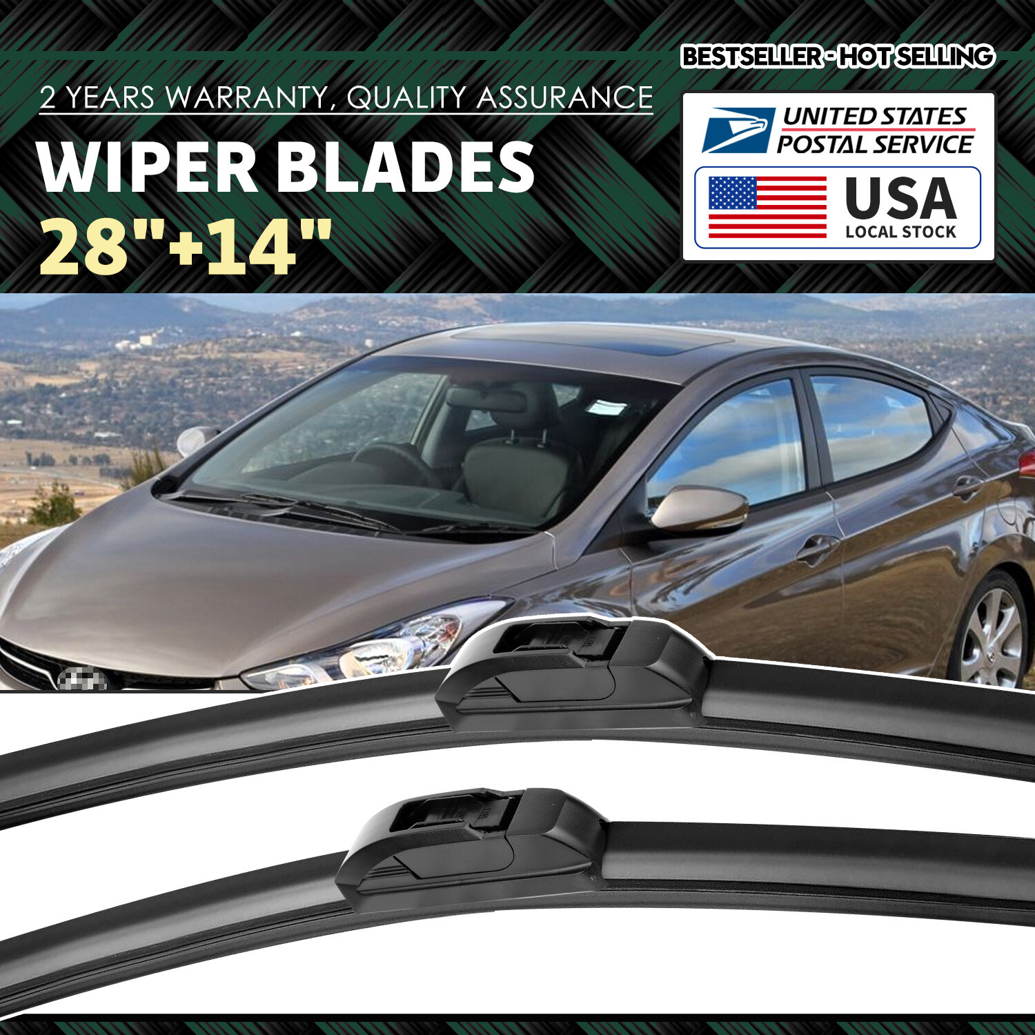 New OEM Quality Bracketless Windshield Wiper Blades For HYUNDAI ELANTRA GT 13-20