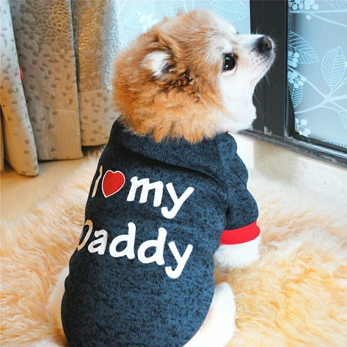 I Love Mummy/Daddy Dog Jumper Chihuahua Clothes Pet Puppy Cat Sweater Purppy UK - Picture 8 of 34