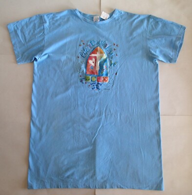 GOD S LOVE IS ALL WE NEED T-SHIRT, Women s Large, Blue, Christian Cross Heart