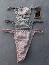 Vintage Gilligan  O  malley satin thong panty High Cut Pink floral lot of 3
