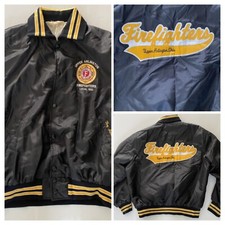 Vintage GEM Sportswear Mens XL Varsity  Jacket Black Yellow Nylon Snap USA Made