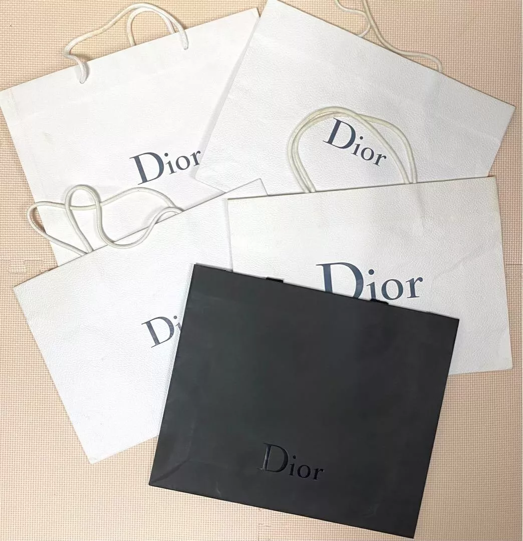 Sac en papier cadeau vide authentique Dior blanc/noir emballage de luxe   lot de 5