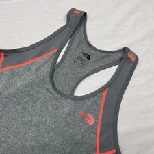 The North Face Women Grey Neon Orange Stitching Polyester Tank Top Shirt M