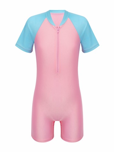 Children Cartoon Print Girls One Piece Short Sleeve Boyshorts Swimsuits Swimwear - Picture 35 of 58