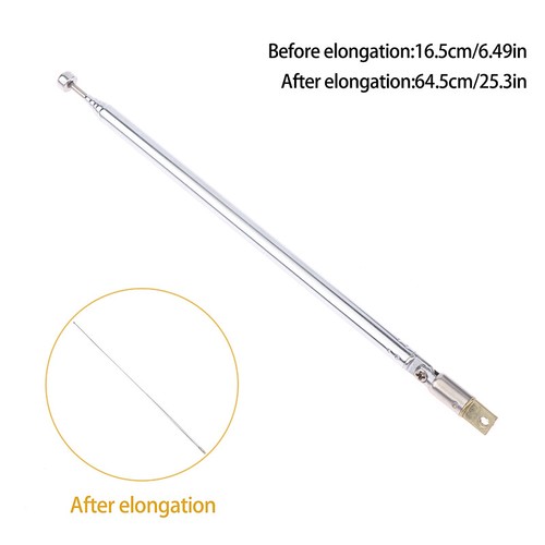 48/64cm 6 Section Full-Channel Am Fm Radio Telescopic Antenna Rotating Aeial - Zdjęcie 13 z 15