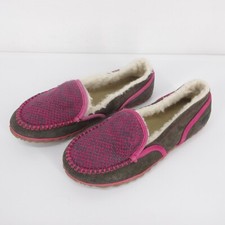 Sorel Tremblant Blanket Slippers Women's Size 7 Sherpa Suede Moccasins Pink Gray