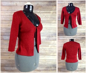 red dressy cardigan
