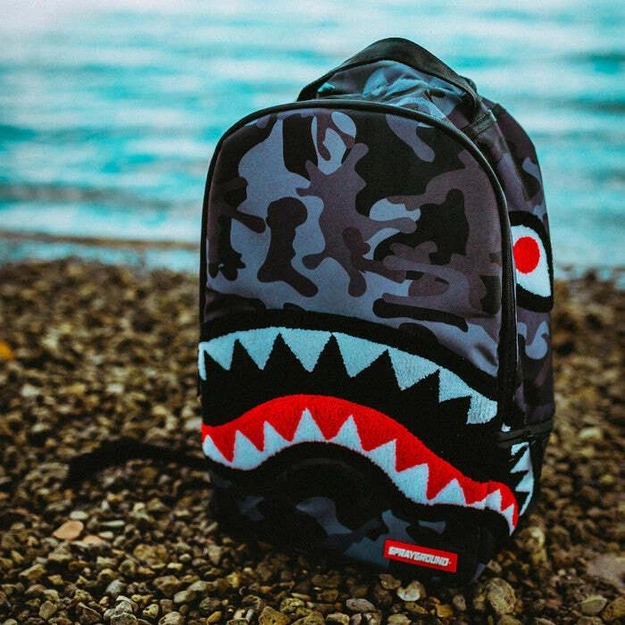 Brand New SPRAYGROUND Black Camo Shark Deluxe Backpack Bag | eBay