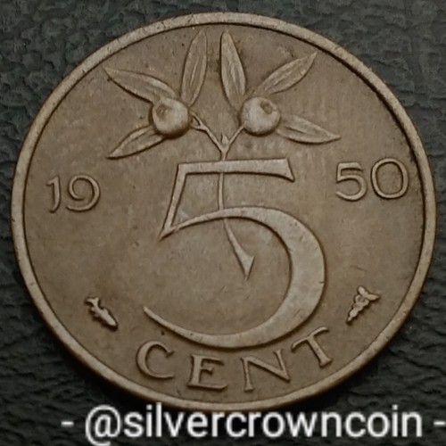 Netherlands 5 Cents 1950 Fish mint mark. KM#181. Five Pence coin. Juliana Queen. - 第 1/7 張圖片