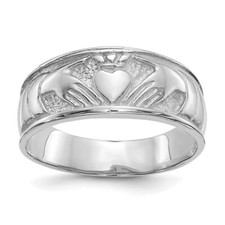 Real 14kt White Gold Ladies Claddagh Band S:6